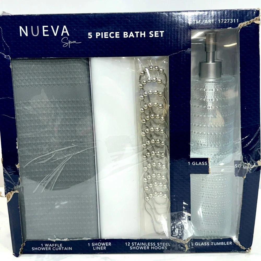 Nueva Spa 5 piece Bath Set Gray New